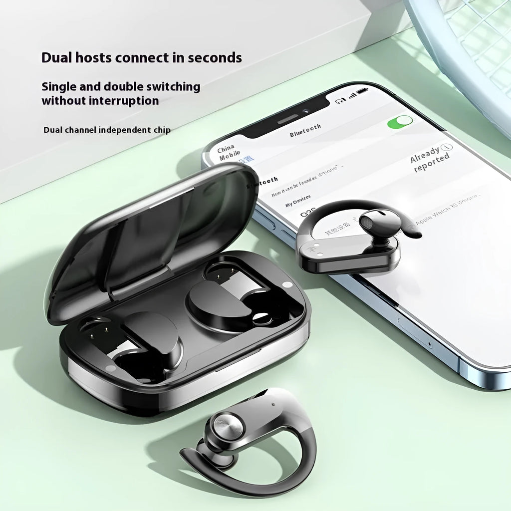 Sports running in-ear headset in ear hook style with digital display Black colour PC ABS material