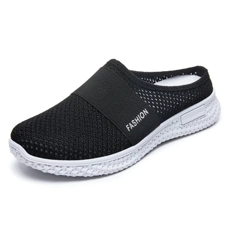 Women's mesh casual shoes with hollow-out design in G-2306 purple colour with flat heel