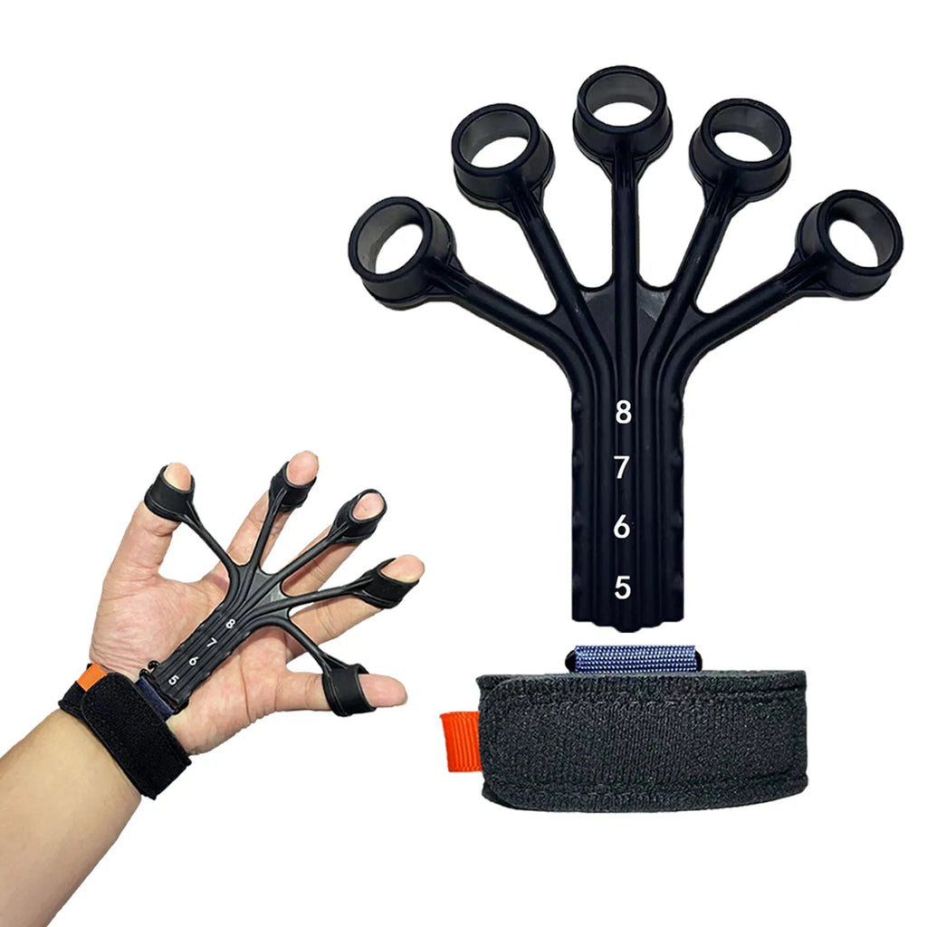 HLX silicone finger flexion extension trainer with puller and adjusting belt for hand rehabilitation