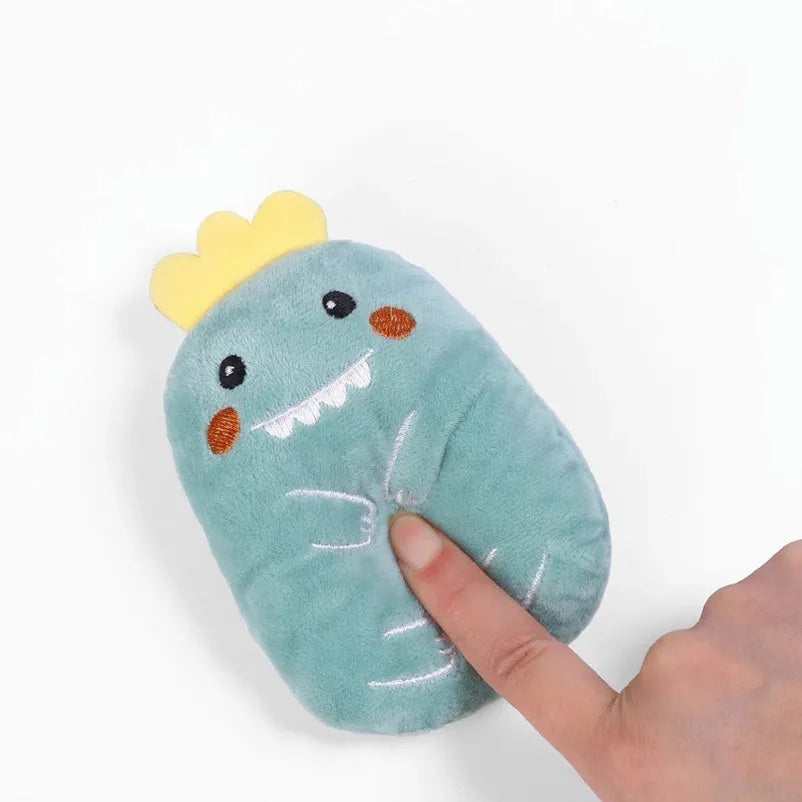 Plush catnip chewing toy for cats with vocal features in multiple colour options