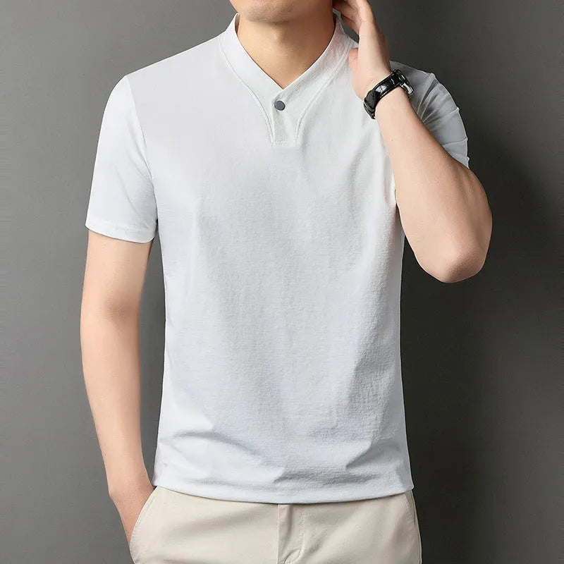 Men's lightweight zip front t-shirt in chemical fibre blend for summer casual wear