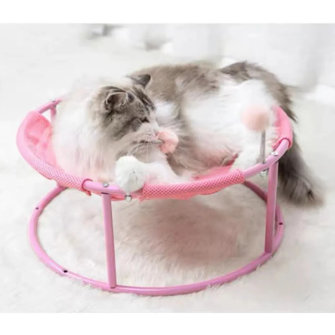 Cat nest in size L with stainless steel frame, moisture-proof base, in khaki colour