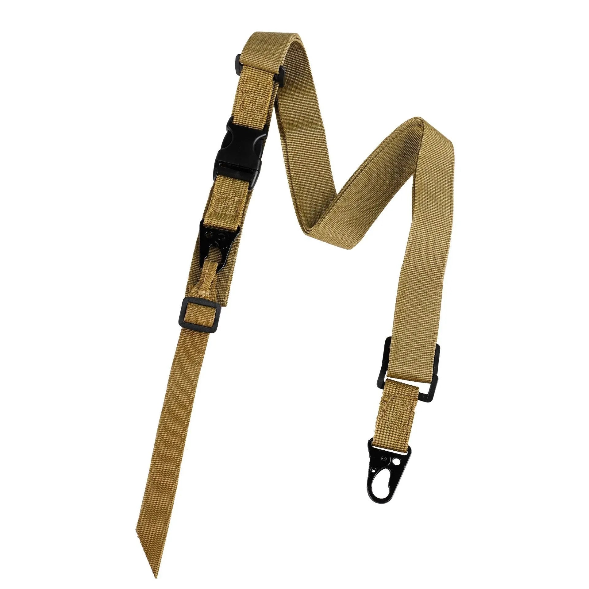 Nylon crossbody sling strap with alloy buckle in black, army green, or khaki colours