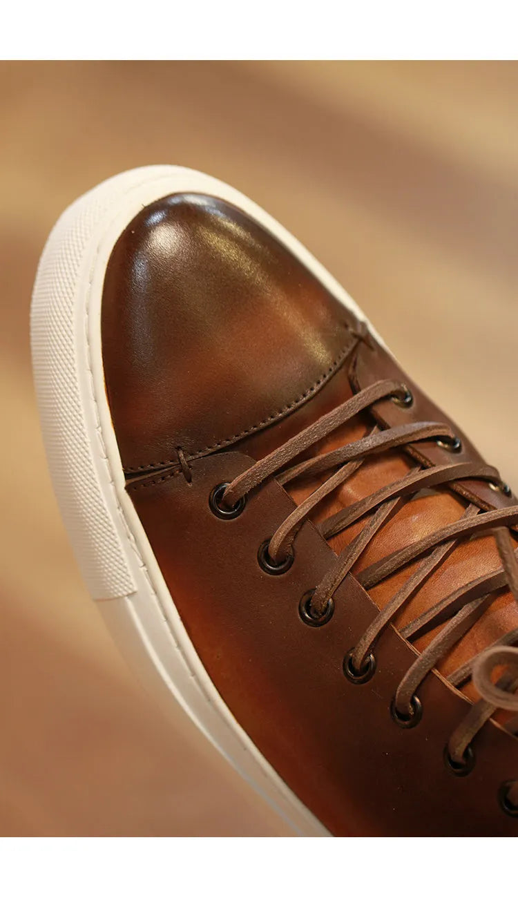 Retro brown cow suede lace-up sneakers, sizes 38-44, handmade nubuck leather casual shoe