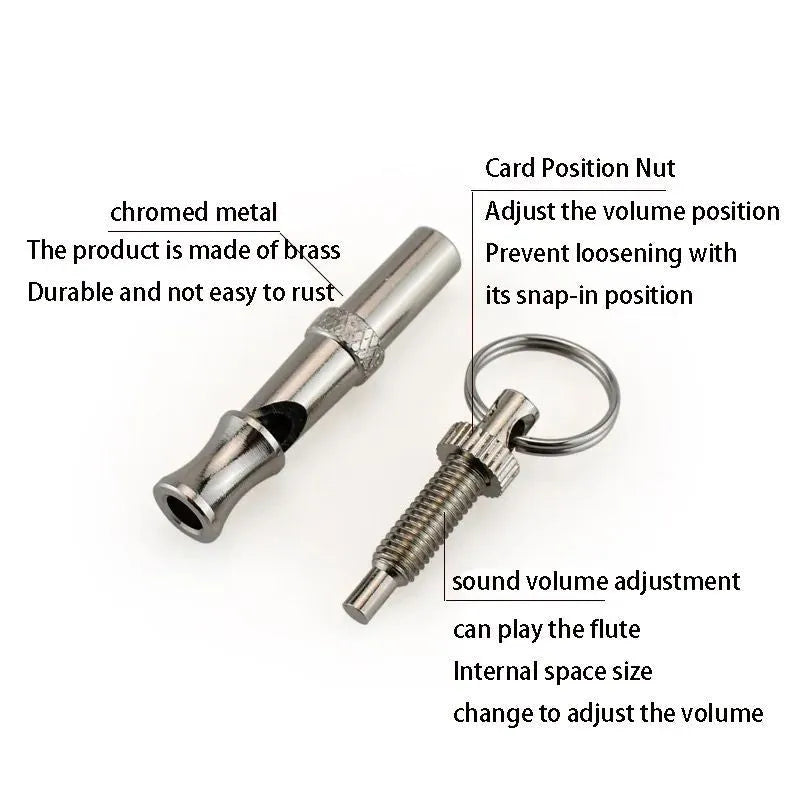 Metallic adjustable ultrasonic dog whistle for barking control and training