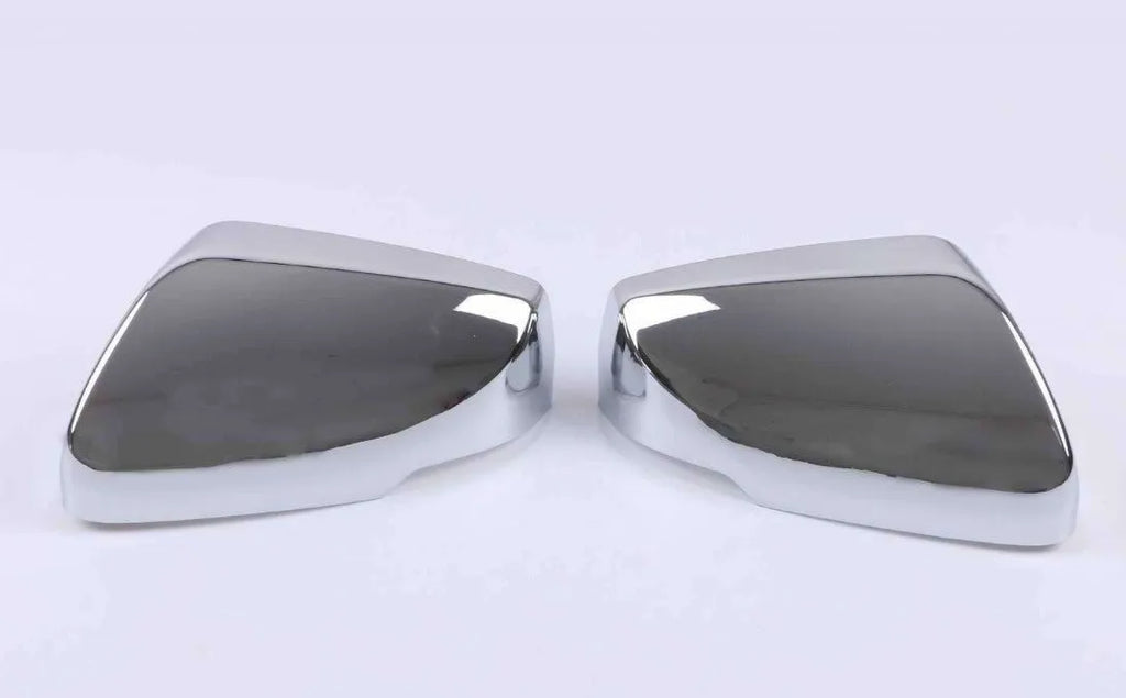 Pair of ABS rearview mirror covers for Cadillac CT5 CT6 in carbon fibre, silver, and rain frame styles.