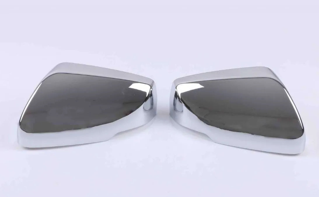 Pair of ABS rearview mirror covers for Cadillac CT5 CT6 in carbon fibre, silver, and rain frame styles.