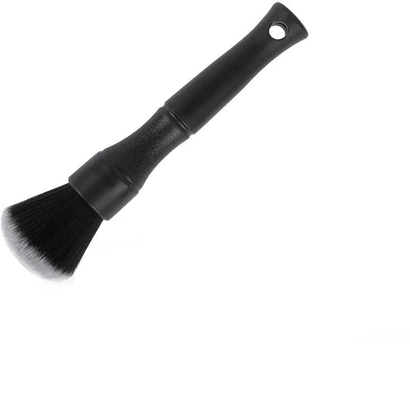 Black car detailing brush with soft pig hair bristles and polypropylene handle