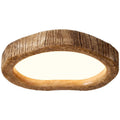 Round wood grain finish Chinese style ceiling lamp with integrated LED lights.
