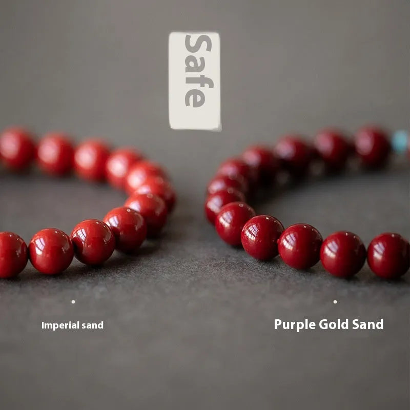 Purple gold sand cinnabar Hetian jade bracelet with geometric ellipse beads in 6mm, 8mm, or 10mm sizes.