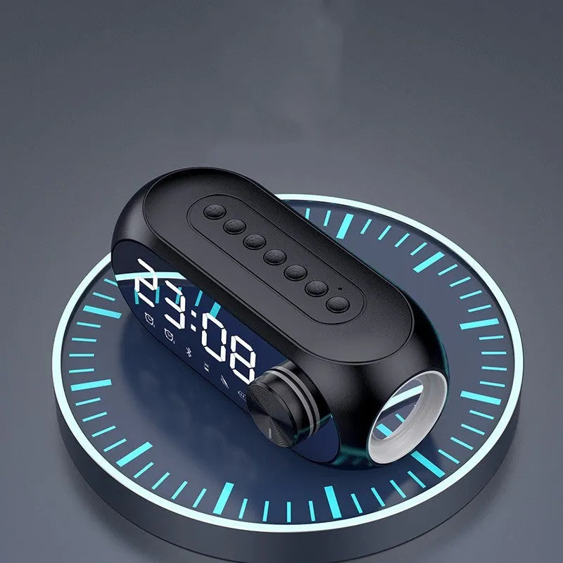 Extra Bass Portable Mini Clock Household Speaker in S8 Black colour with USB cable.