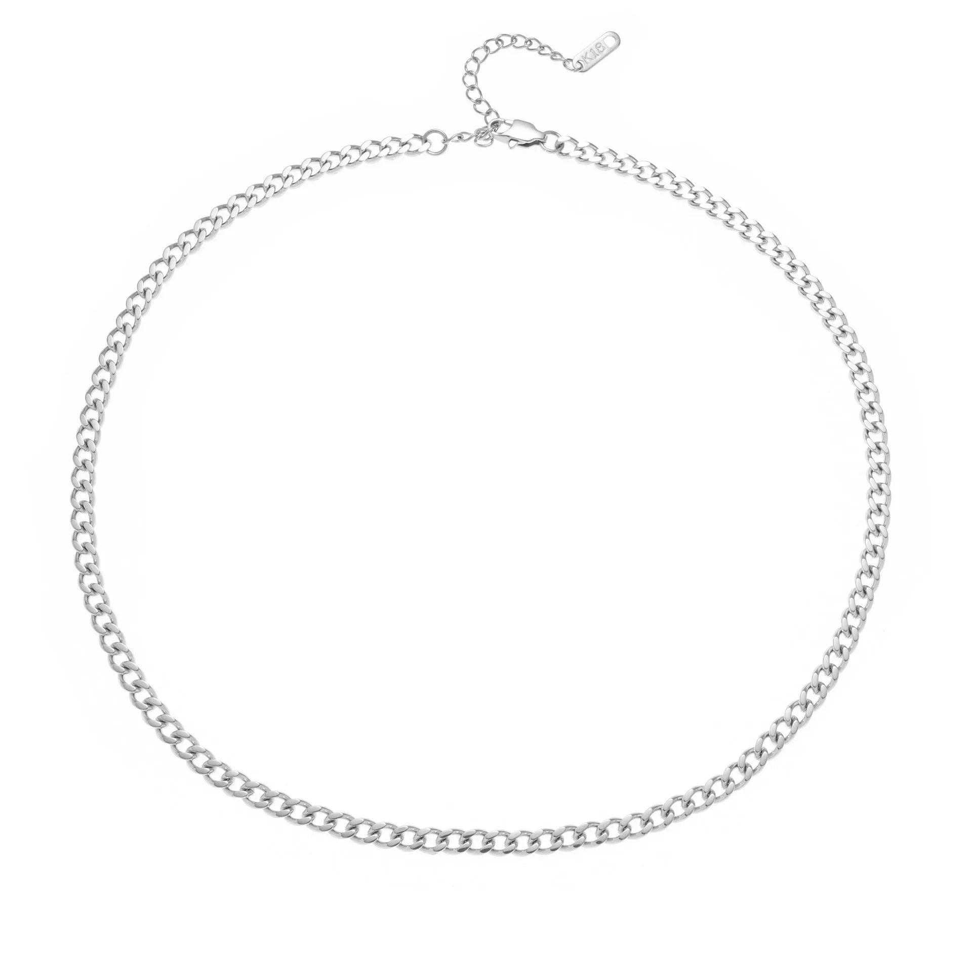 Gold and silver titanium steel necklaces with letter, number, and heart charms on a 40.5cm chain.