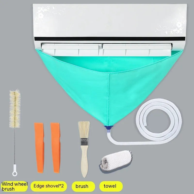 Air conditioner waterproof cover and cleaning tools set for indoor unit maintenance