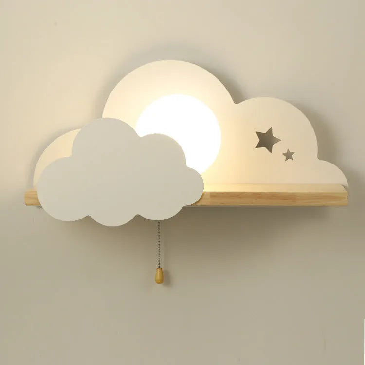 Cloud-shaped decorative wall lamp with glass shade in grey, pink, or white colour options