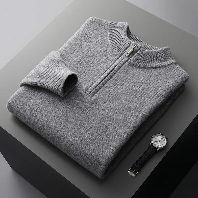 Men's camel coloured thickening pullover top for business casual wear, solid design