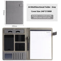 Leather A4 business folder in black, 325x250mm, with notepad and pen slots