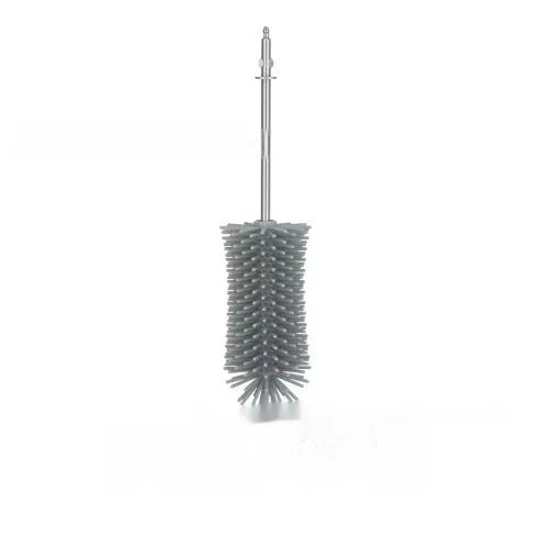 Green electric cleaning brush with three interchangeable scouring pad, brush, and sponge heads on a white background.