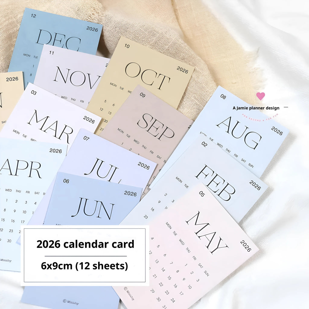 2026 Calendar Cards Calendar Fold set showing monthly calendar inner pages in basic packaging