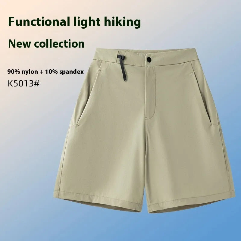 Men's solid colour sports shorts with a 3D cut, shown in army green, laid flat to show design.