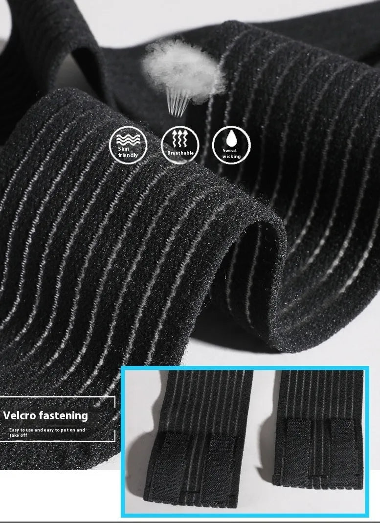 Black adjustable elastic sports bandage for ankle support during running and basketball.