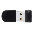Black plastic USB flash drive with a rotating cap, shown in sizes from 4GB to 128GB capacity.