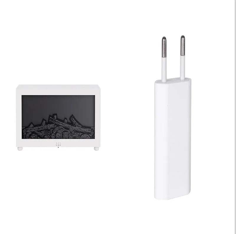 Square flame aromatherapy diffuser with 3D flame effect and seven colour LED mood lighting