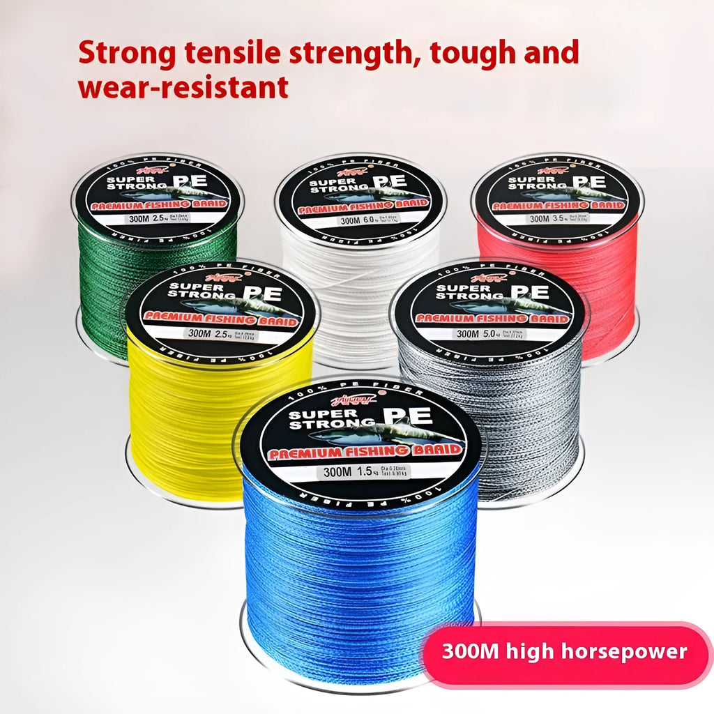 PE fishing line roll in various colours with line number selection from 0.4 to 3.5