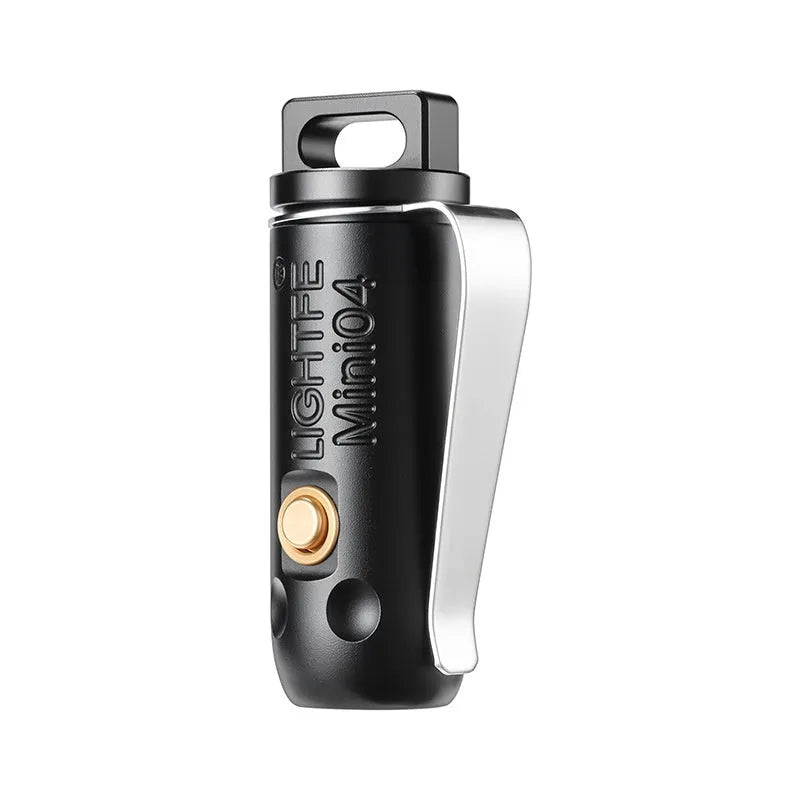 Super bright black aluminium alloy key ring flashlight with built-in keyring