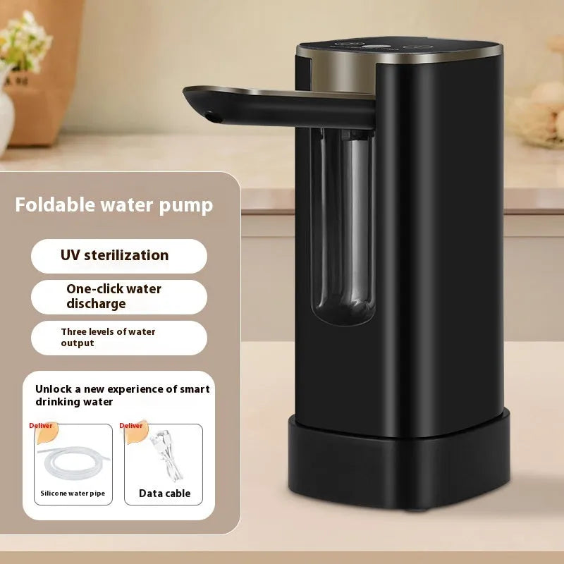 Folding bucket table with LCD screen and touch-control water pump
