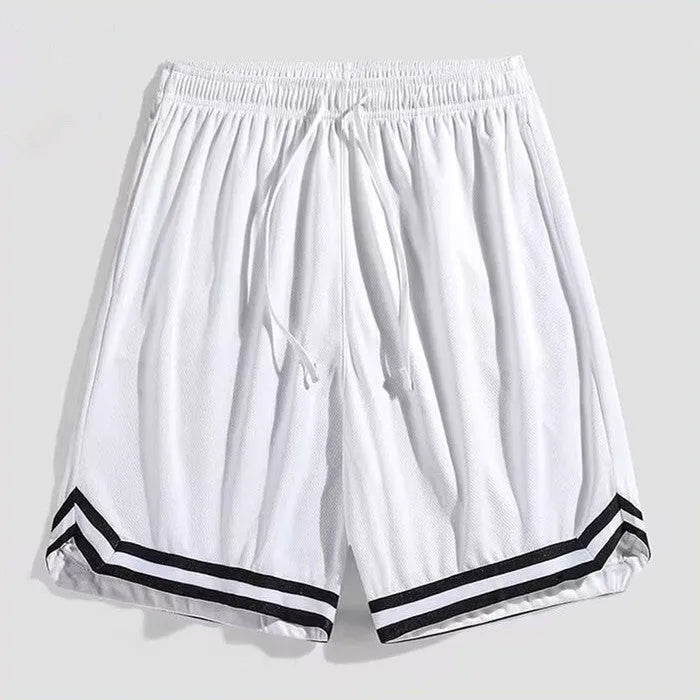 Men's loose-fit cropped trousers in gradient pink and other colours on a hanger