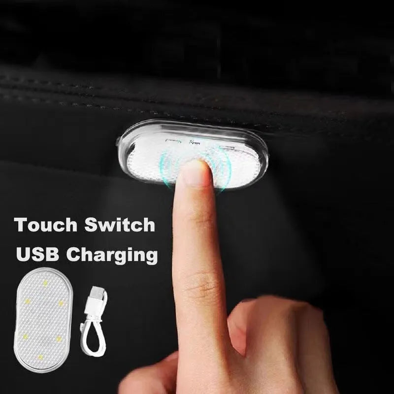 Universal car interior LED touch night lamp on ABS aluminium base in blue light colour option