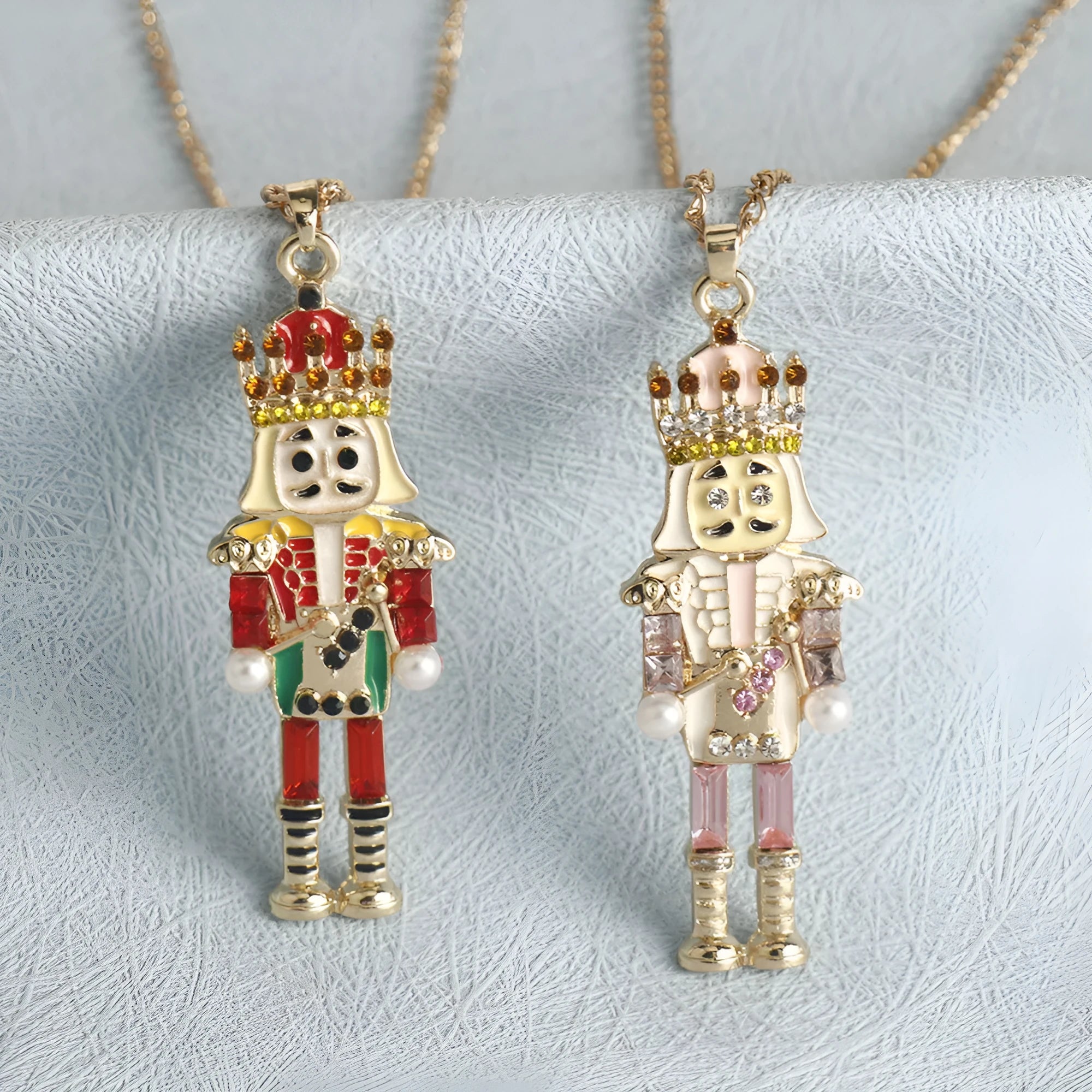 Fashion nutcracker necklace with cartoon character pendant in zinc alloy cross chain, unisex design