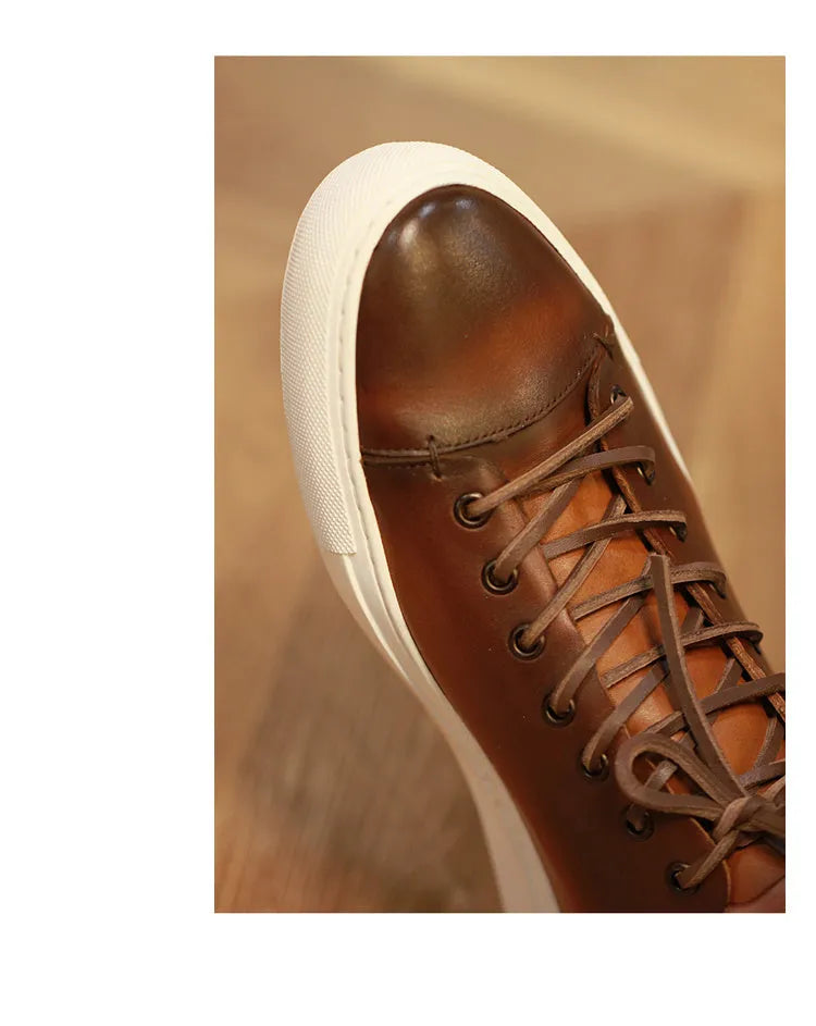Retro brown cow suede lace-up sneakers, sizes 38-44, handmade nubuck leather casual shoe