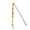 Rainbow cotton candy cat teaser wand with lengthening bar and bite-resistant tassel bell in plush material