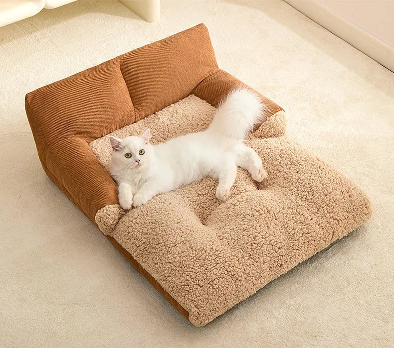 Removable cover pet bed in three sizes for small and medium dogs and cats with non-slip bottom