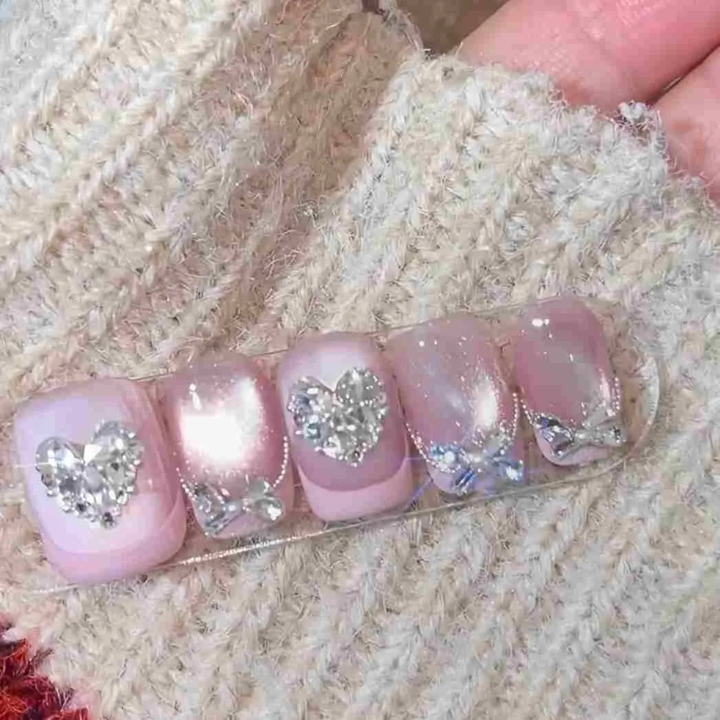 Love butterfly diamond material package nail art zircon accessories in champagne or silver