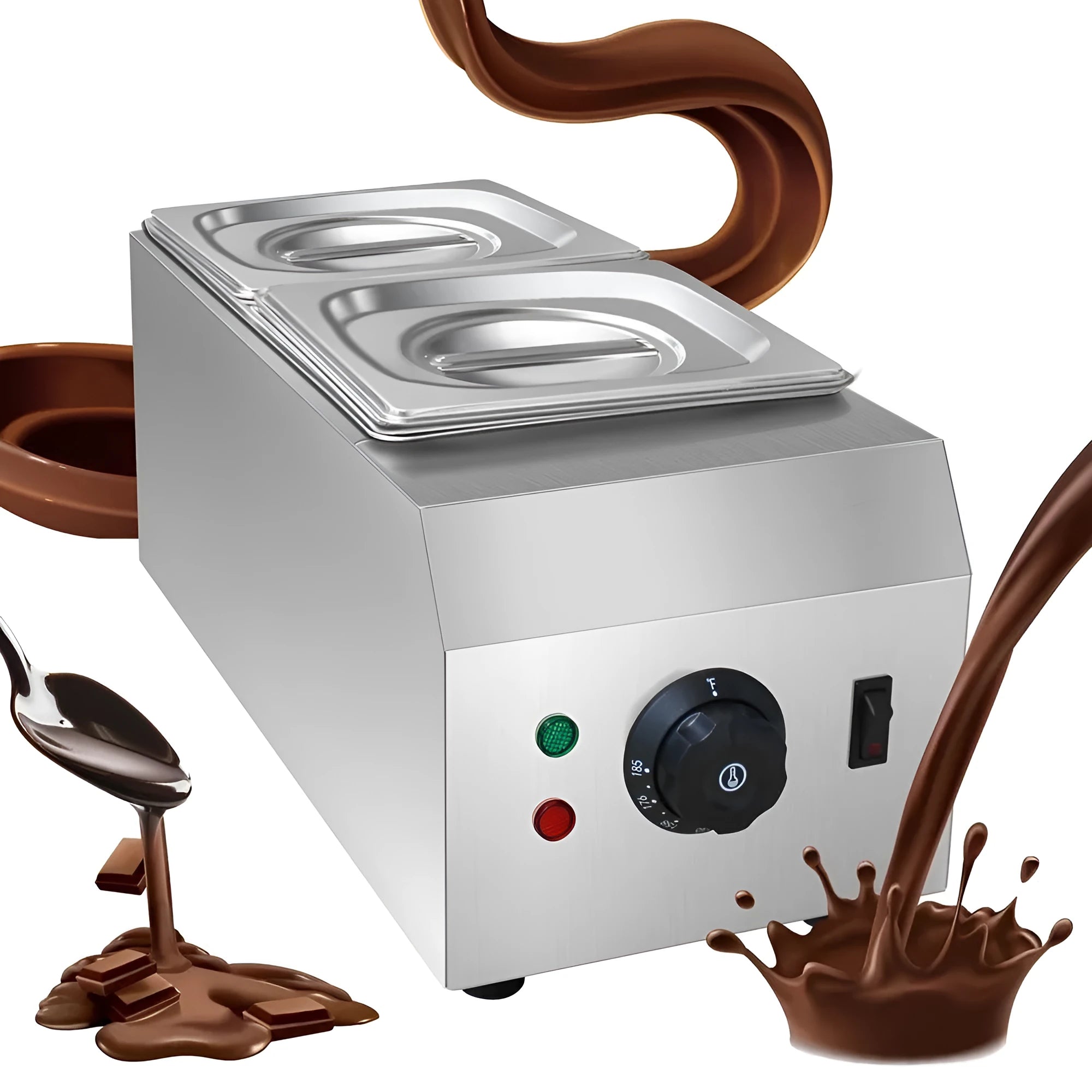 Commercial electric chocolate melting machine with stainless steel tank and temperature controls