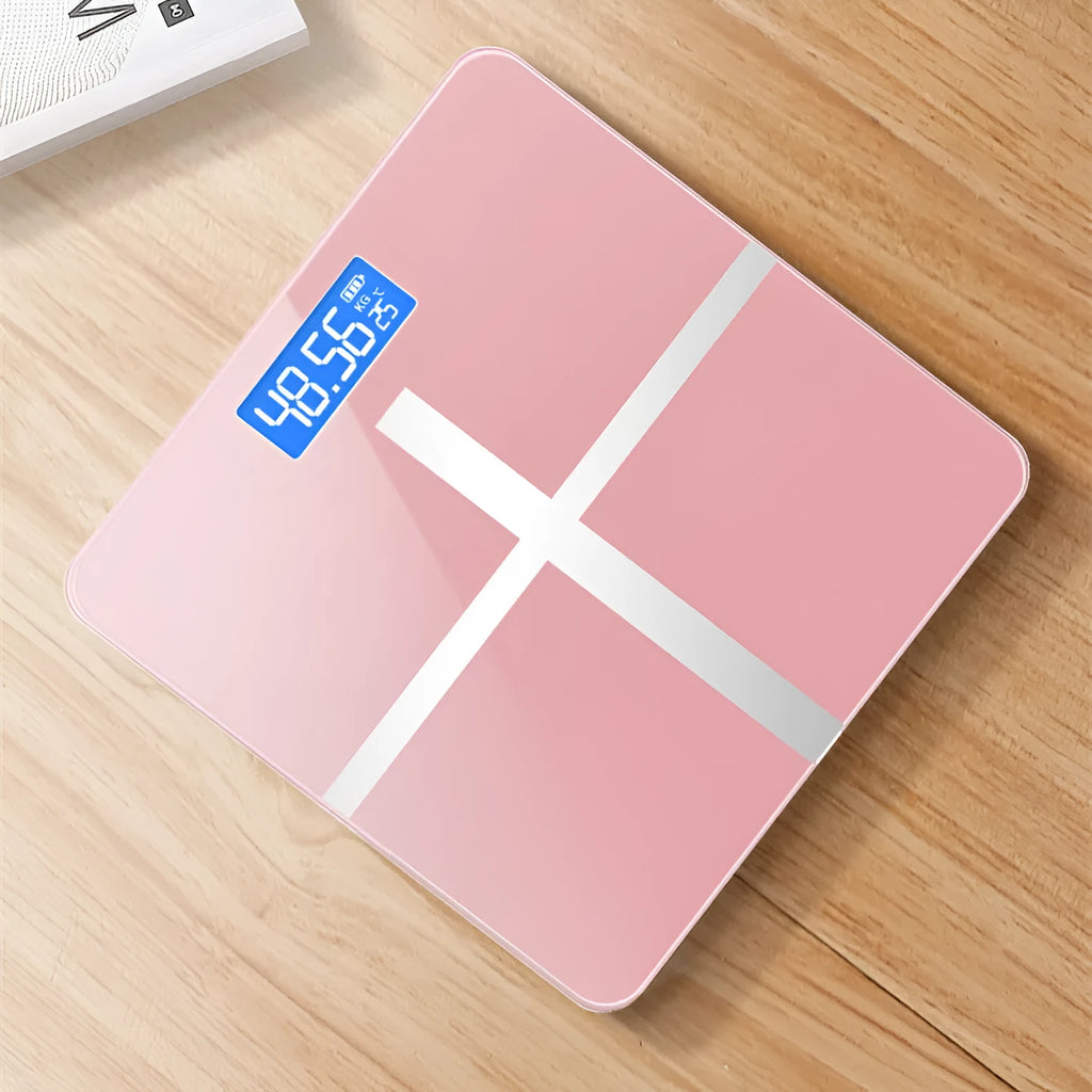 Electronic bathroom scales with cross pattern design in choice of colours with USB charging port