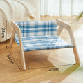Wooden frame cat hammock bed with soft cloth seat in blue colour