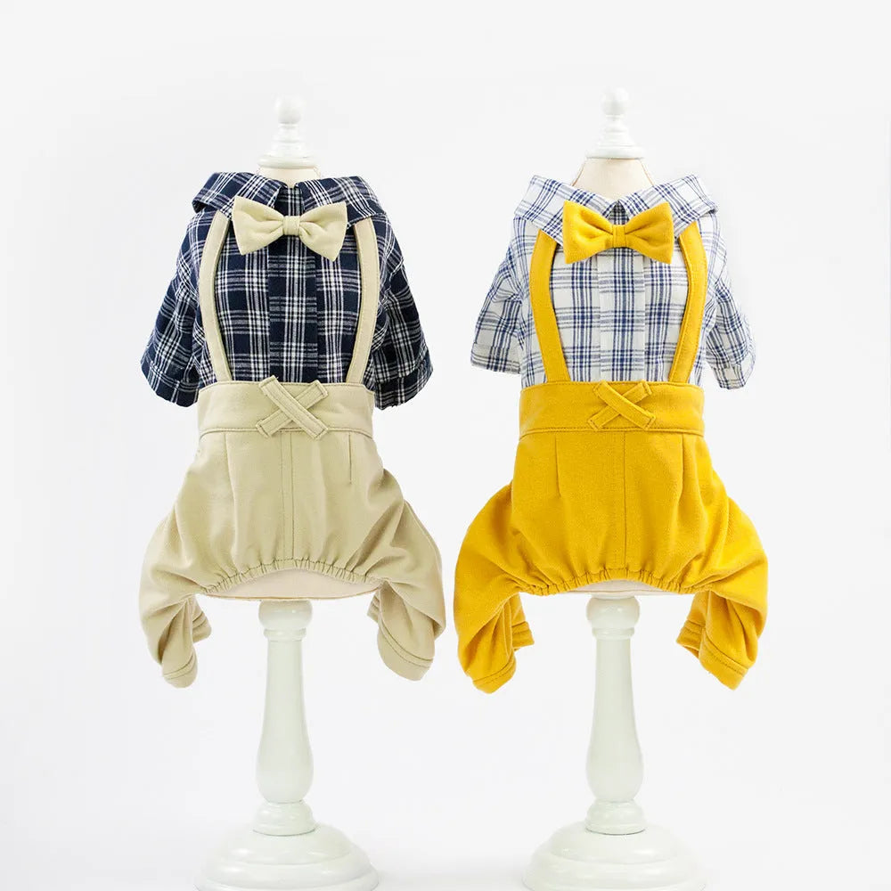 Cotton dog clothes for spring and summer in yellow or khaki, sizes S to XXL