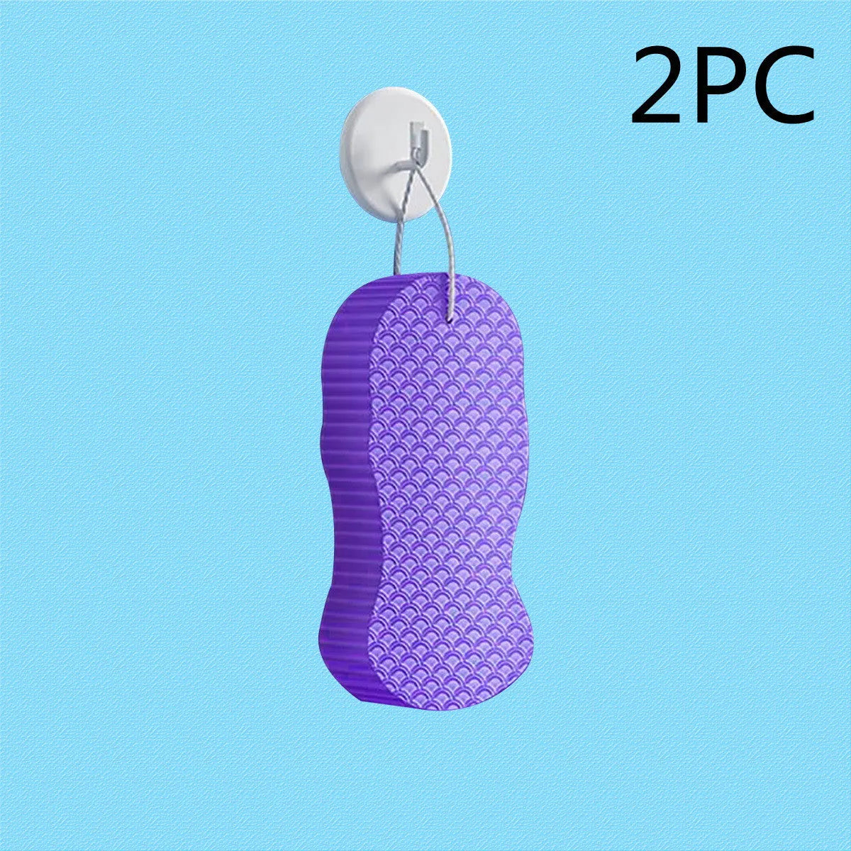 3D fish scale pattern bath sponge in white, grey, pink or light blue colours for gentle exfoliation