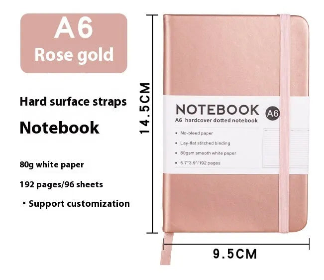 A5 office diary with hand skin feeling PU leather strap cover and lined inner pages