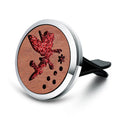 Round car hollow wood aromatherapy clip in alloy wood construction showing vent attachment