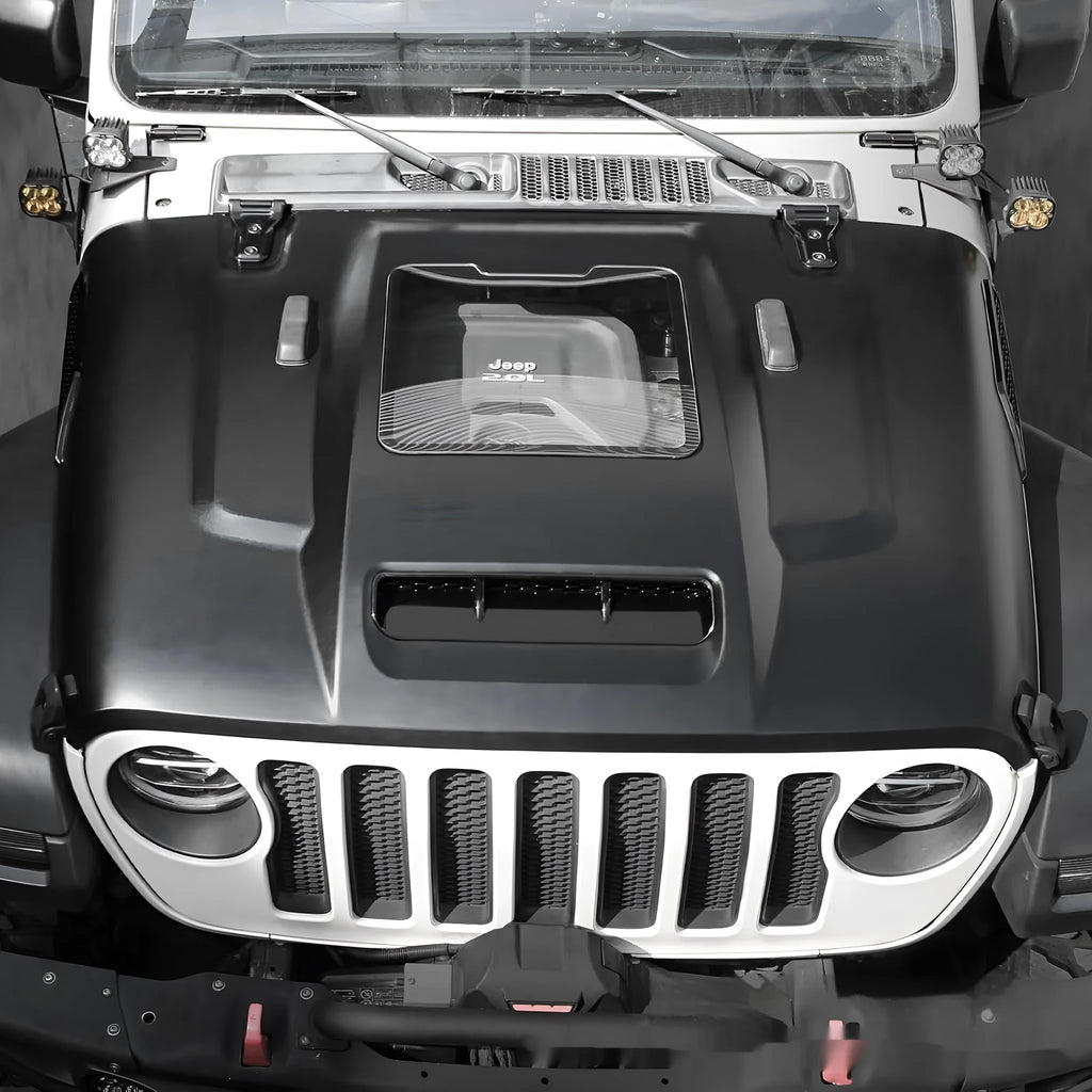 Steel engine cover for 2018-2025 Jeep Wrangler black finish