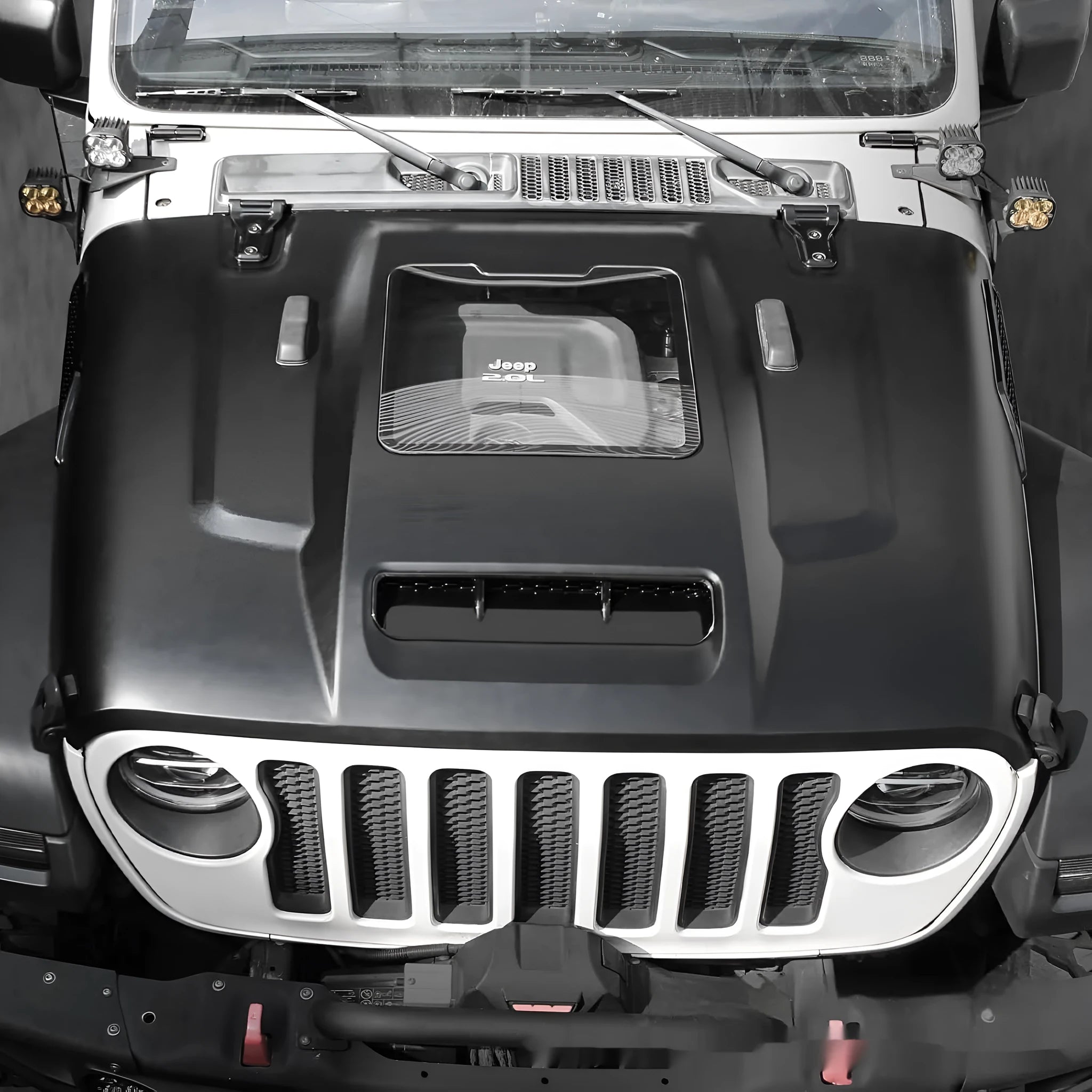 Steel engine cover for 2018-2025 Jeep Wrangler black finish