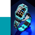Children's A63 GPS smart watch with green silicone wristband and touchscreen display