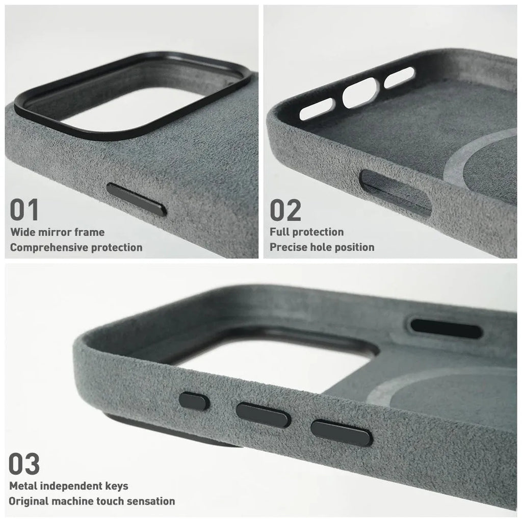 Alcantara shockproof magnetic phone case for iPhone 17 Pro Max Air in multiple colour options