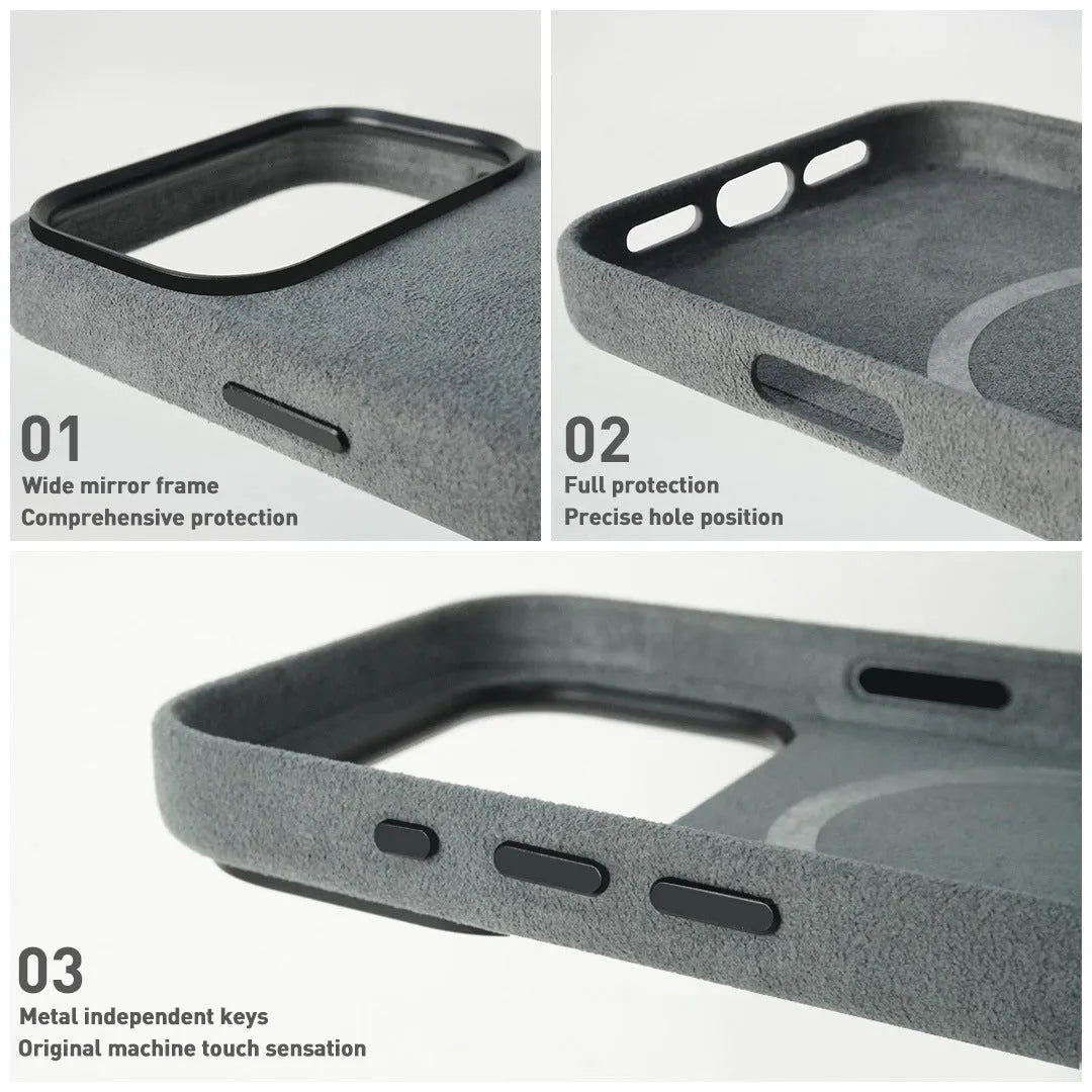 Alcantara shockproof magnetic phone case for iPhone 17 Pro Max Air in multiple colour options