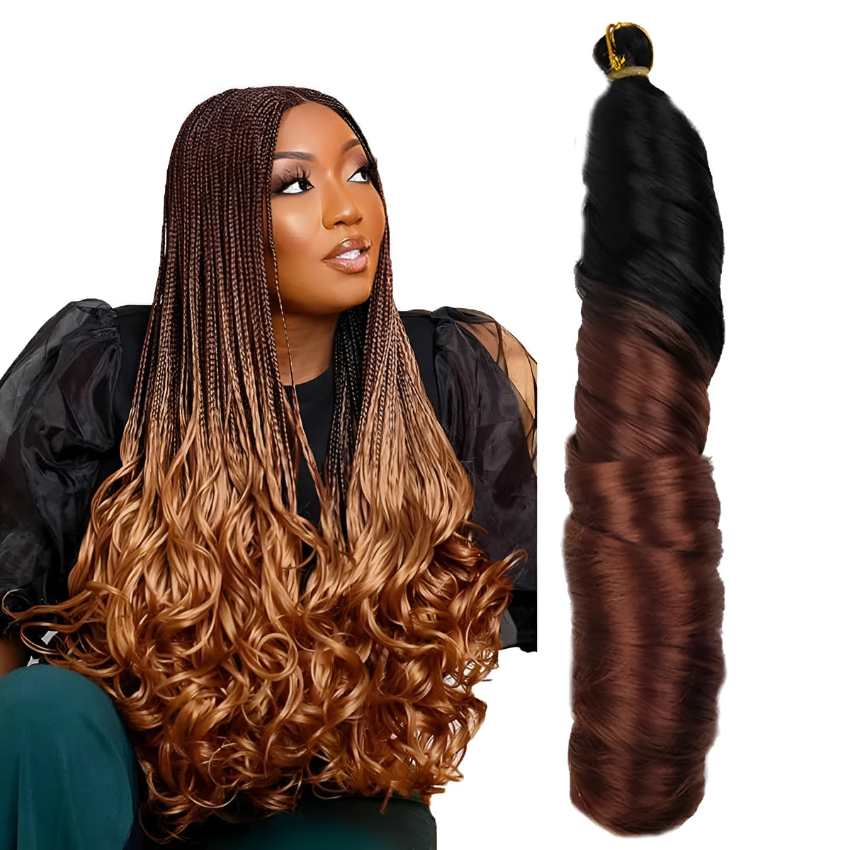 22 inch French loose wave crochet braids hair in domestic silk heavy fluffy 150g