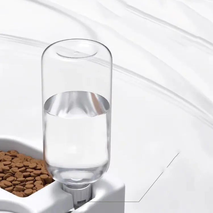 White pet water fountain for cats and dogs with adjustable water flow, showing compact size.